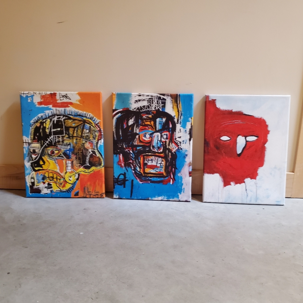 Lot of 3 Jean-Michel Basquiat Canvas Prints 12"x16"